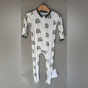 NEW Kyte Baby bamboo zippered footie romper pajama green sage rainbow 12-18 mos